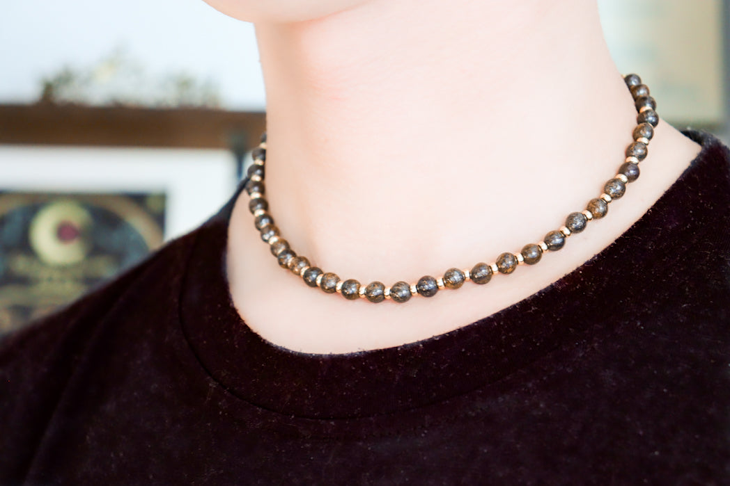 CIRCÉ | Collier en Bronzite et plaqué Or 18 et 24 carats