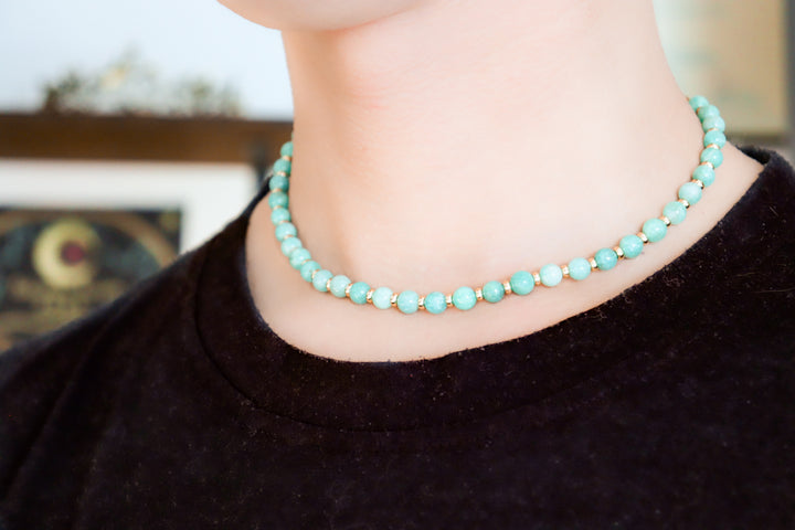 CIRCÉ | Collier en Amazonite et plaqué Or 18 et 24 carats