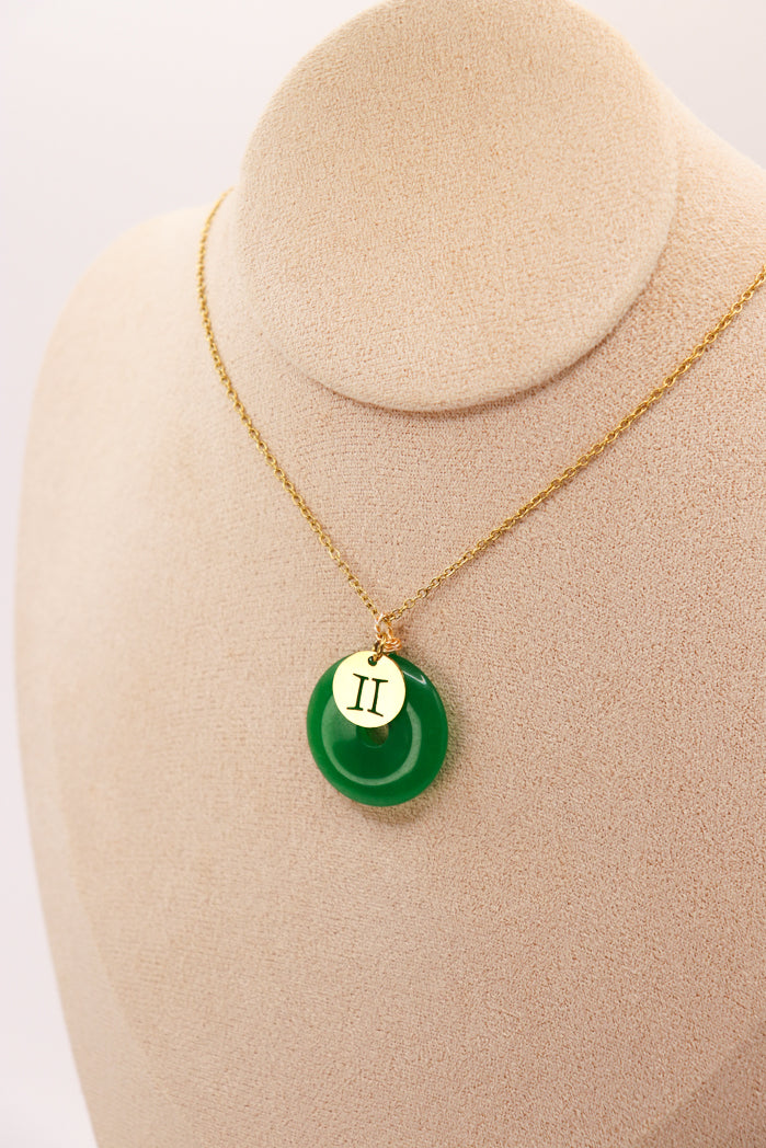 PERSONNALISÉ | Pendentif Donut en Jade + Charm Astro