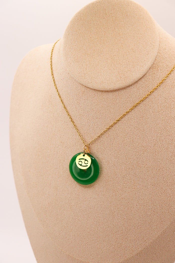 PERSONNALISÉ | Pendentif Donut en Jade + Charm Astro