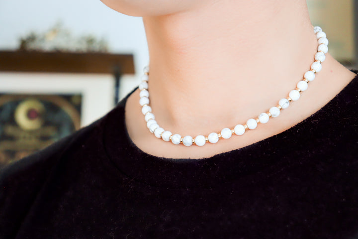 CIRCÉ | Collier en Howlite et plaqué Or 18 et 24 carats