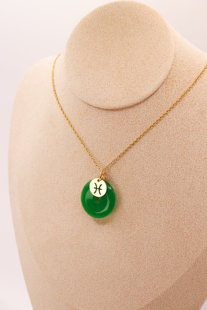 PERSONNALISÉ | Pendentif Donut en Jade + Charm Astro