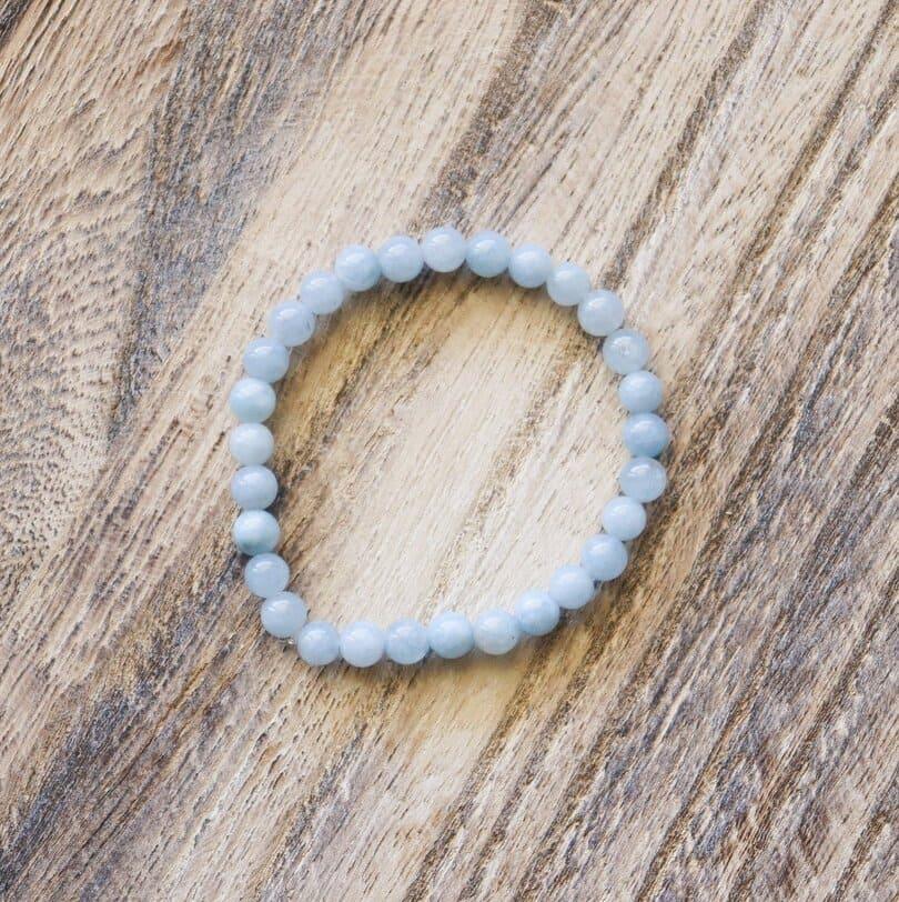 Bracelet Aigue Marine, pierre naturelle en perles rondes 6mm
