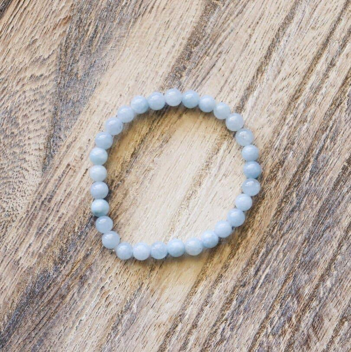 Bracelet Aigue Marine, pierre naturelle en perles rondes 6mm