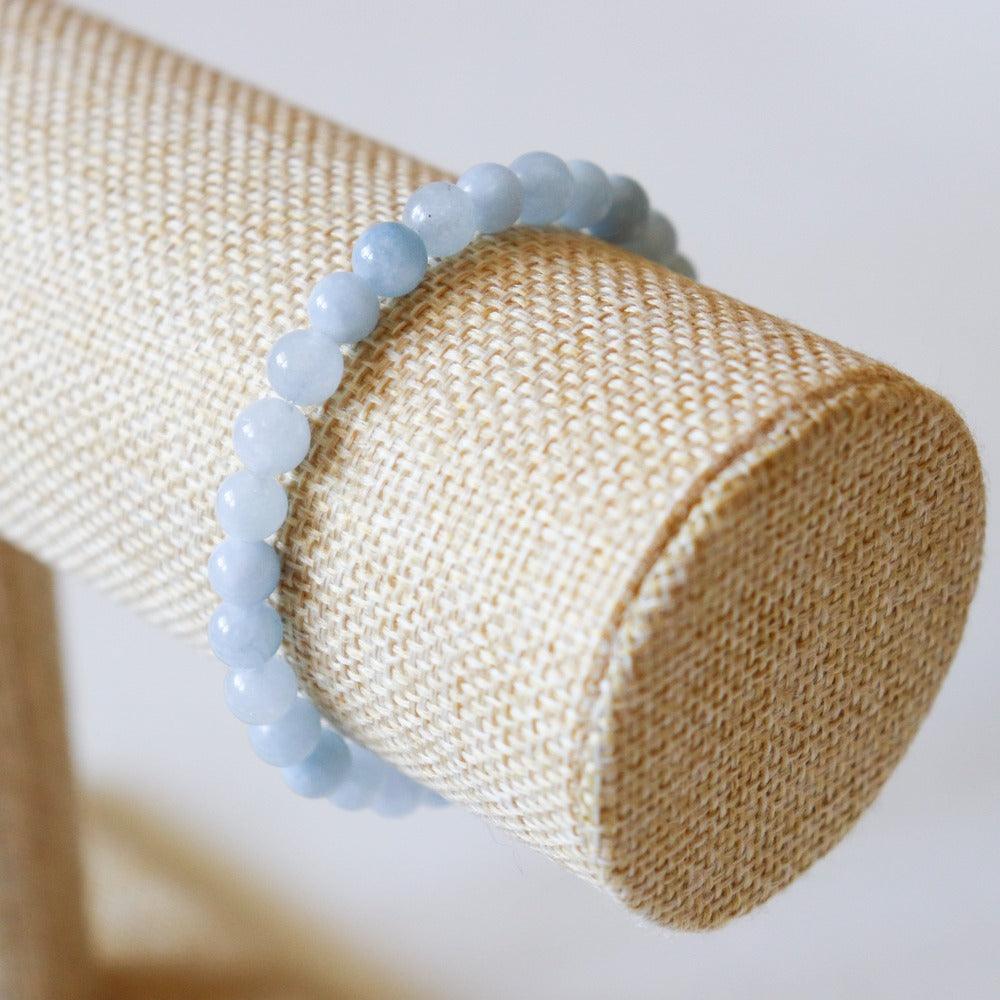 Bracelet Aigue Marine 6mm perles rondes