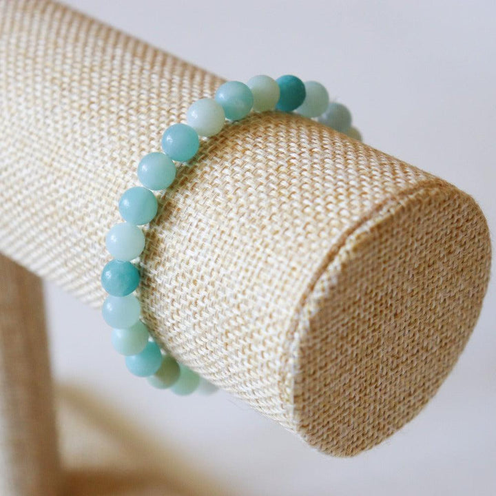 Bracelet Amazonite naturelle, perles rondes 6mm