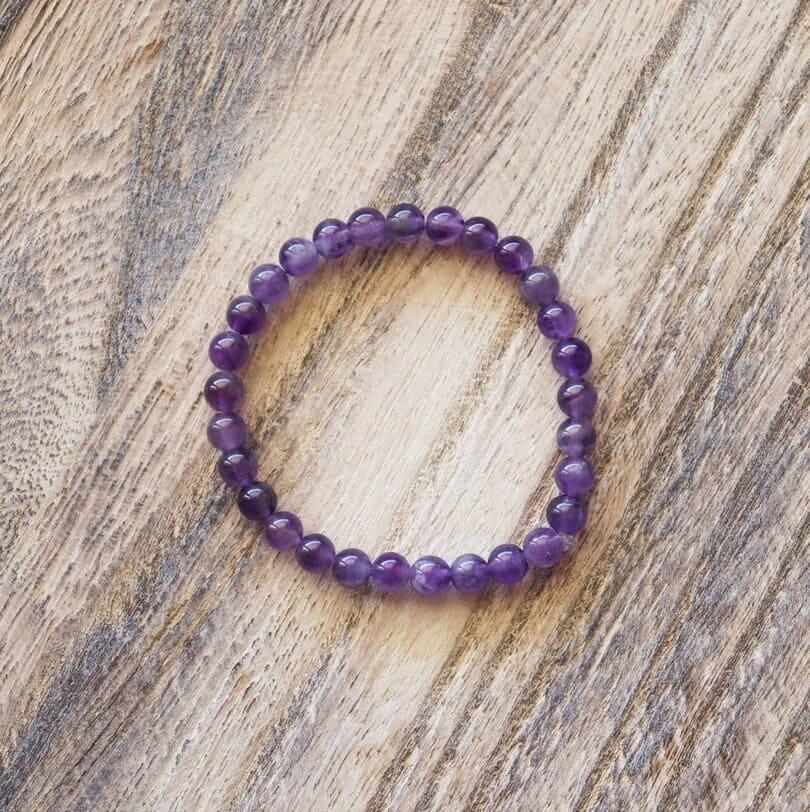 Bracelet Amethyste femme ou homme, perles rondes 6mm
