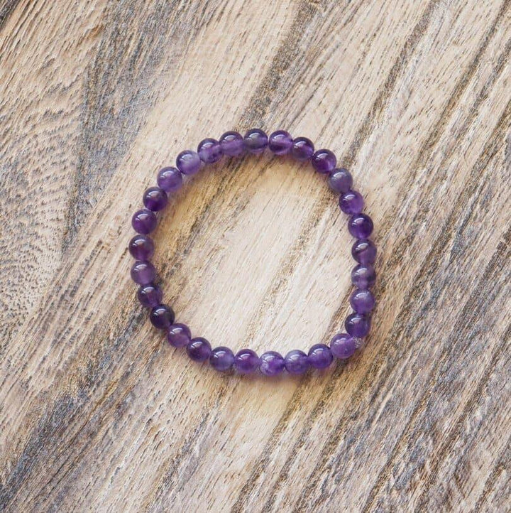 Bracelet Amethyste femme ou homme, perles rondes 6mm