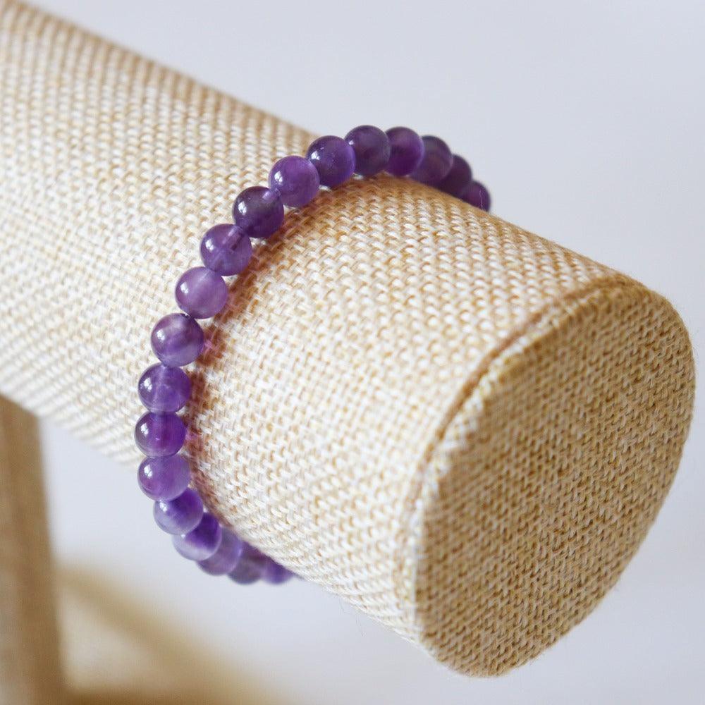 Bracelet Amethyste veritable, perles rondes 6mm