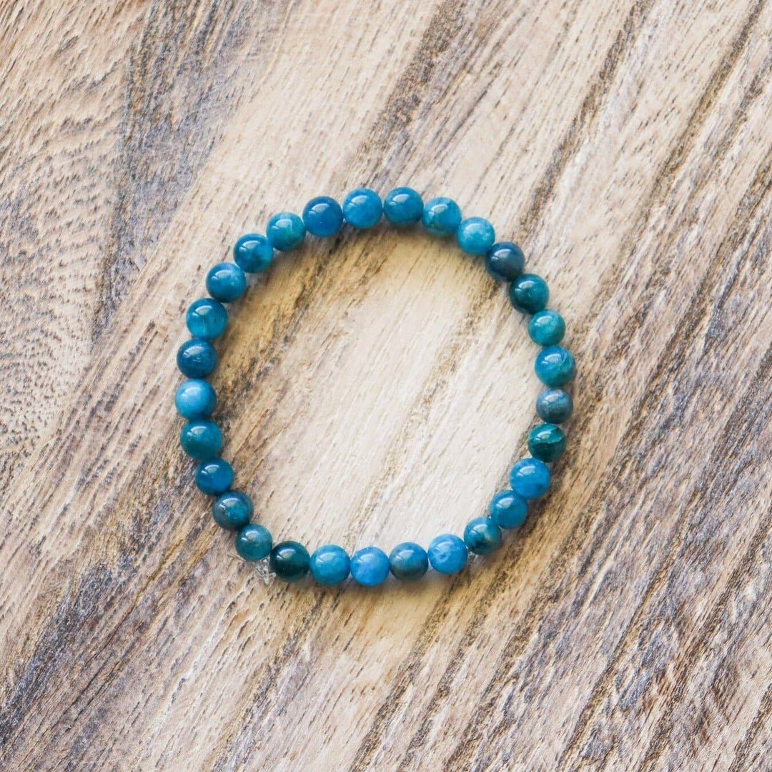 Bracelet perles rondes Apatite Bleue, 6mm