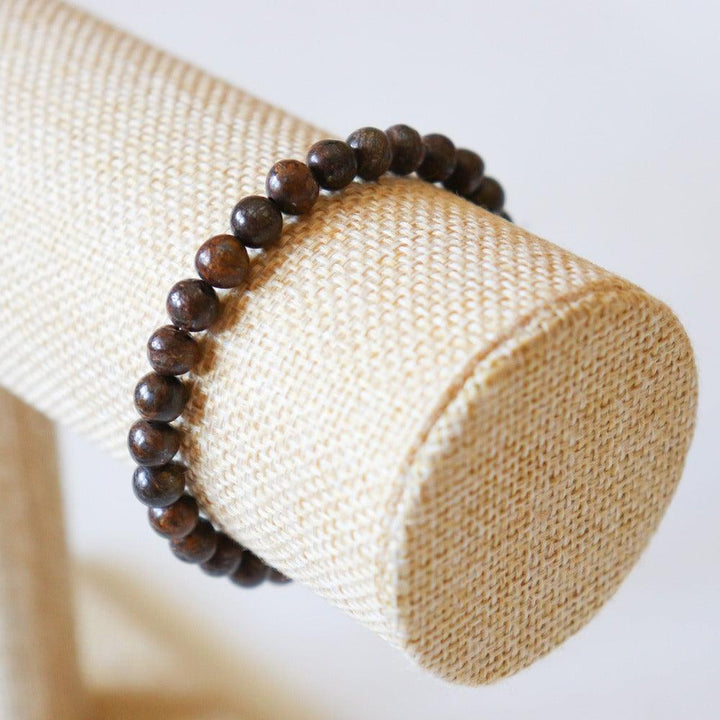 Bracelet Bronzite, pierre naturelle en perles rondes 6mm