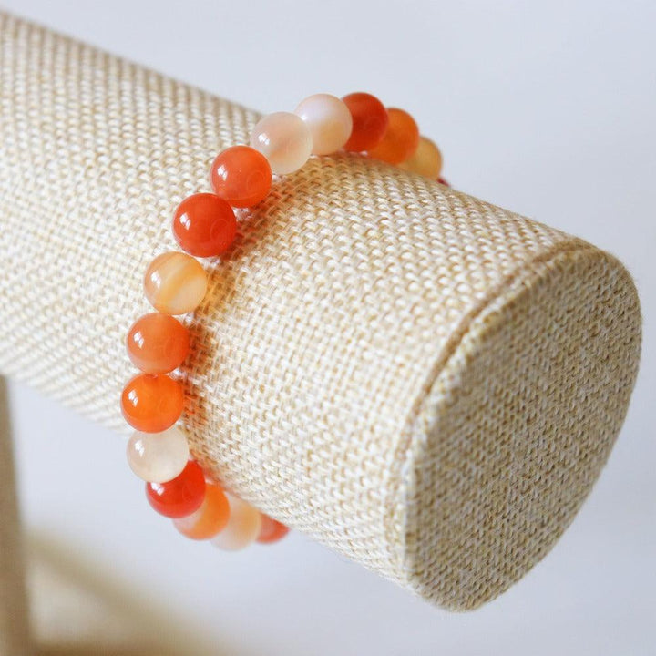 Bracelet en Cornaline, perles rondes de 8mm