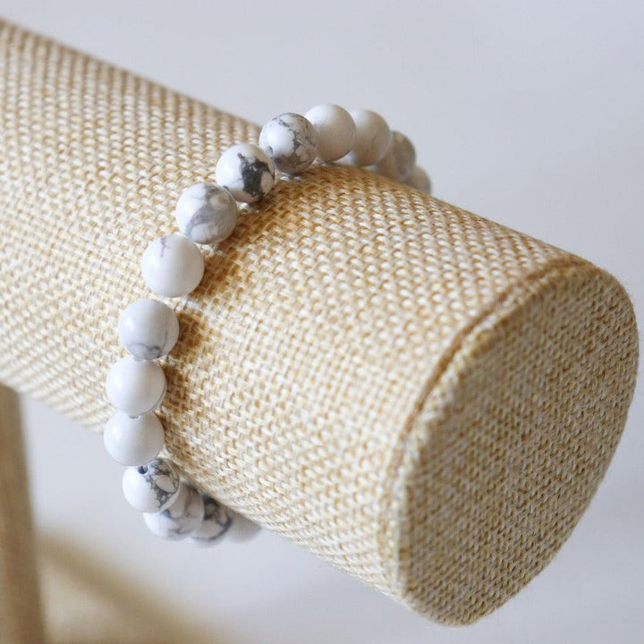 Bracelet Howlite naturelle, perles rondes 8mm
