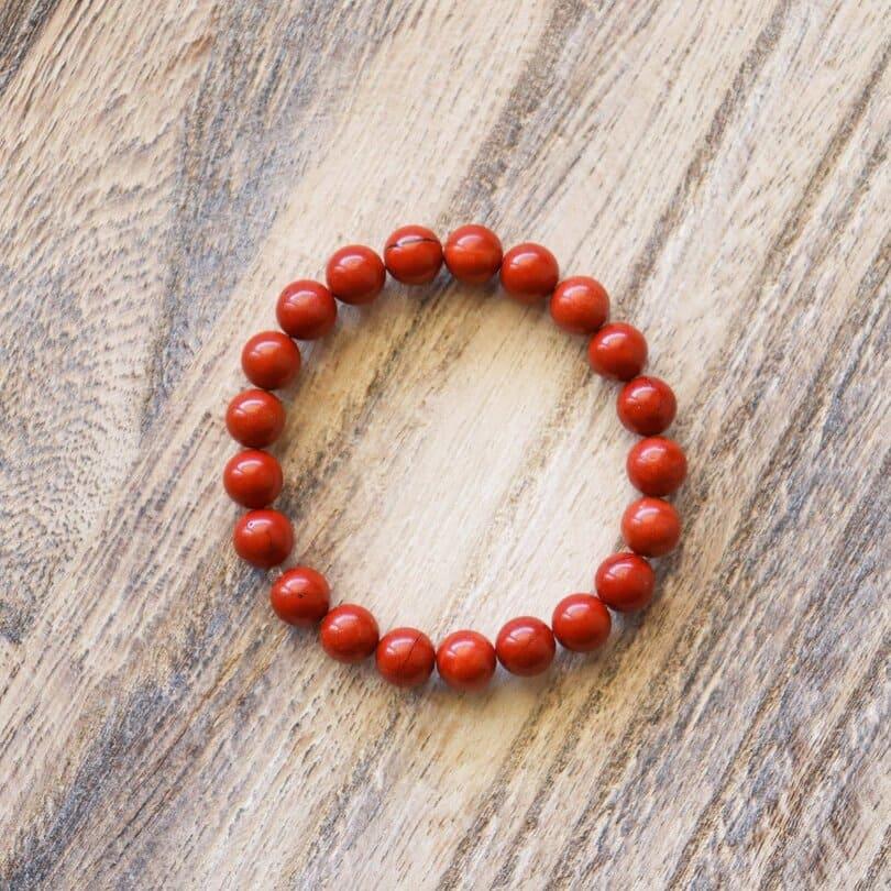 Bracelet Jaspe rouge, pierres boules de 8mm