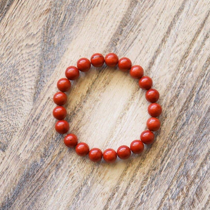 Bracelet Jaspe rouge, pierres boules de 8mm