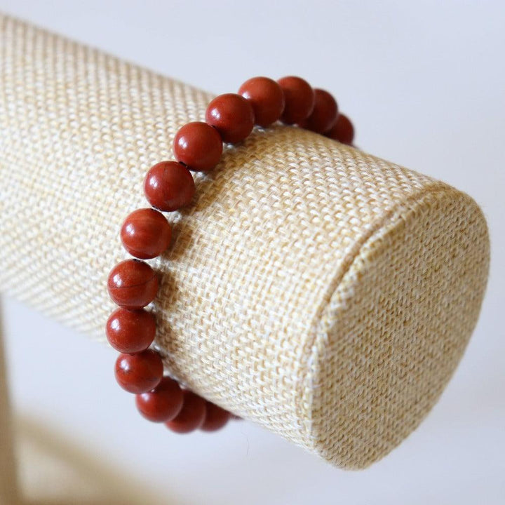 Bracelet Jaspe rouge naturel. Perles rondes 8mm
