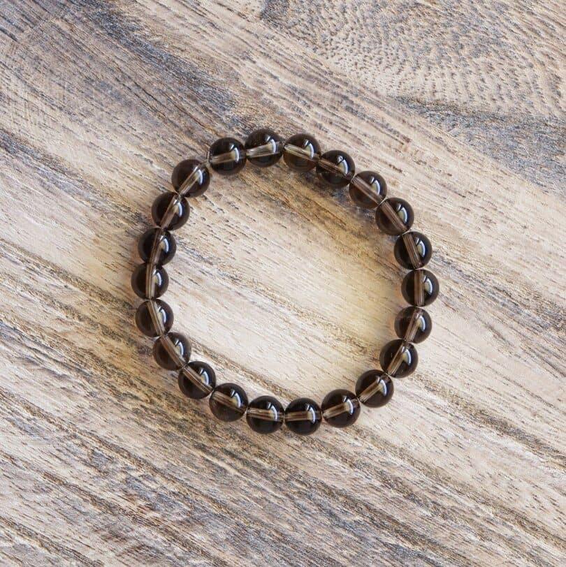 Bracelet Quartz Fumé naturel, pierres rondes 8mm
