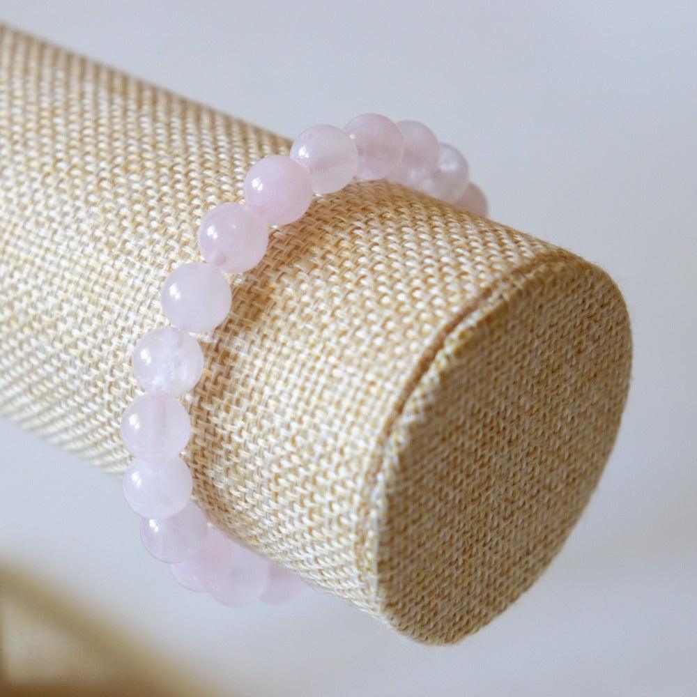 Bracelet Quartz Rose perles rondes 8mm
