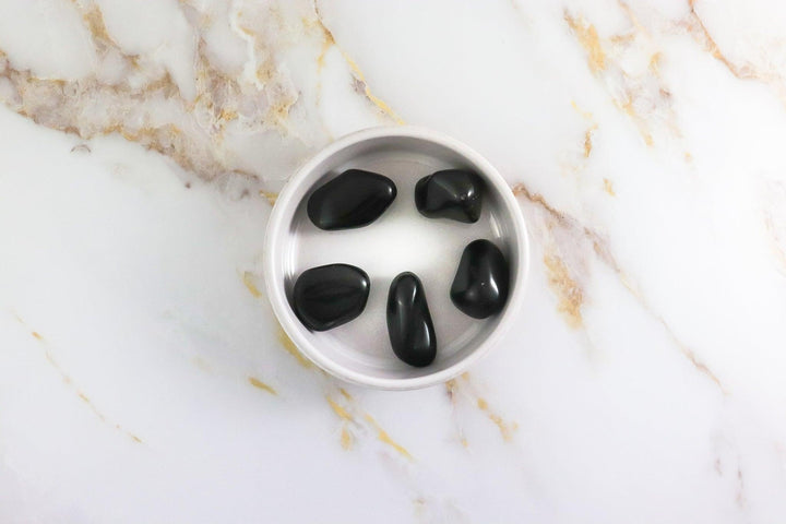 pierre roulée en obsidienne argentée #taille_l