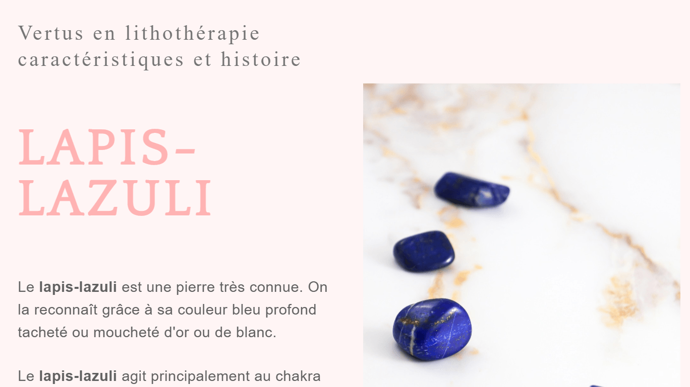 Article sur les vertus en lithothérapie du Lapis-Lazuli