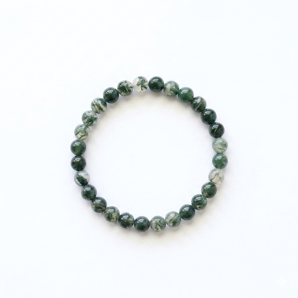 bracelet pierre naturelle agate mousse 6mm fond blanc #bracelet-6mm-agate-mousse