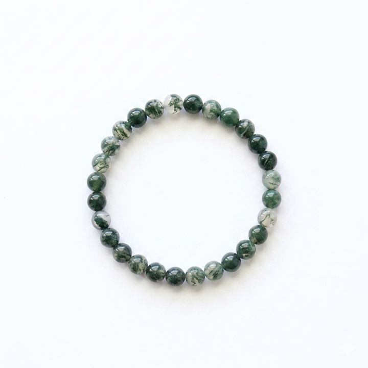 bracelet pierre naturelle agate mousse 6mm fond blanc #bracelet-6mm-agate-mousse