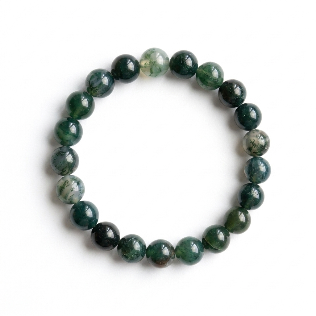 bracelet pierre naturelle agate mousse 8mm fond blanc #bracelet-8mm-agate-mousse