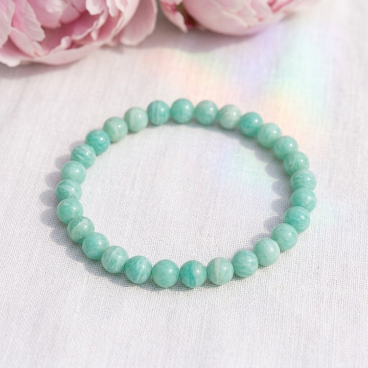 bracelet pierre naturelle amazonite 6mm décor lin #bracelet-6mm-amazonite