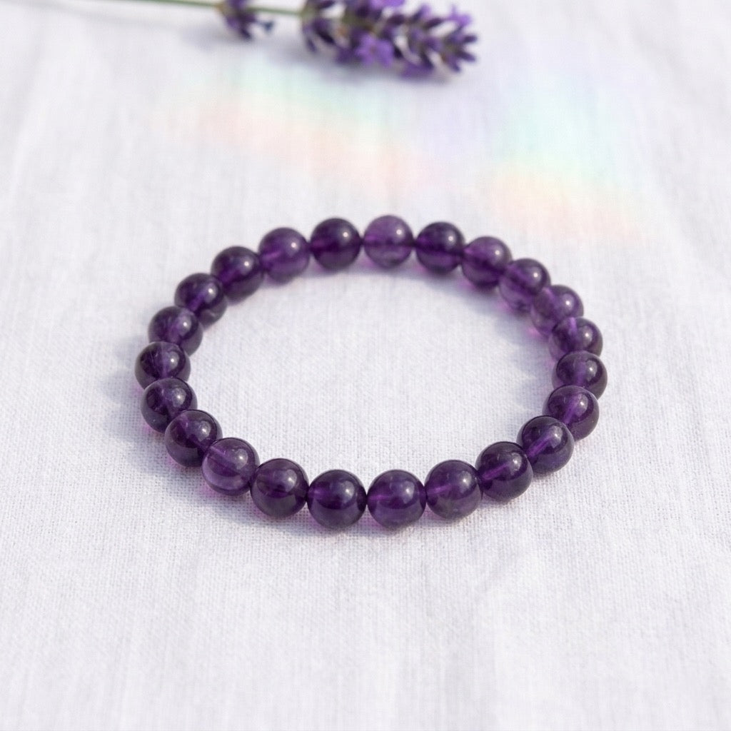 bracelet pierre naturelle améthyste 8mm décor lin #bracelet-8mm-amethyste