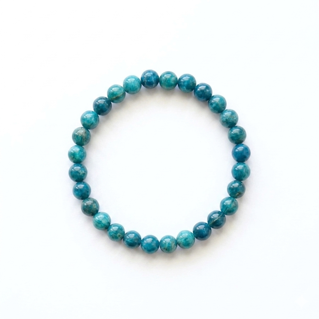 bracelet pierre naturelle apatite bleue 6mm fond blanc #bracelet-6mm-apatite-bleue
