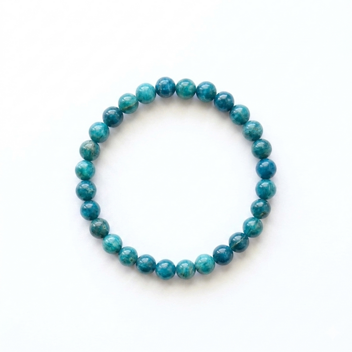 bracelet pierre naturelle apatite bleue 6mm fond blanc #bracelet-6mm-apatite-bleue