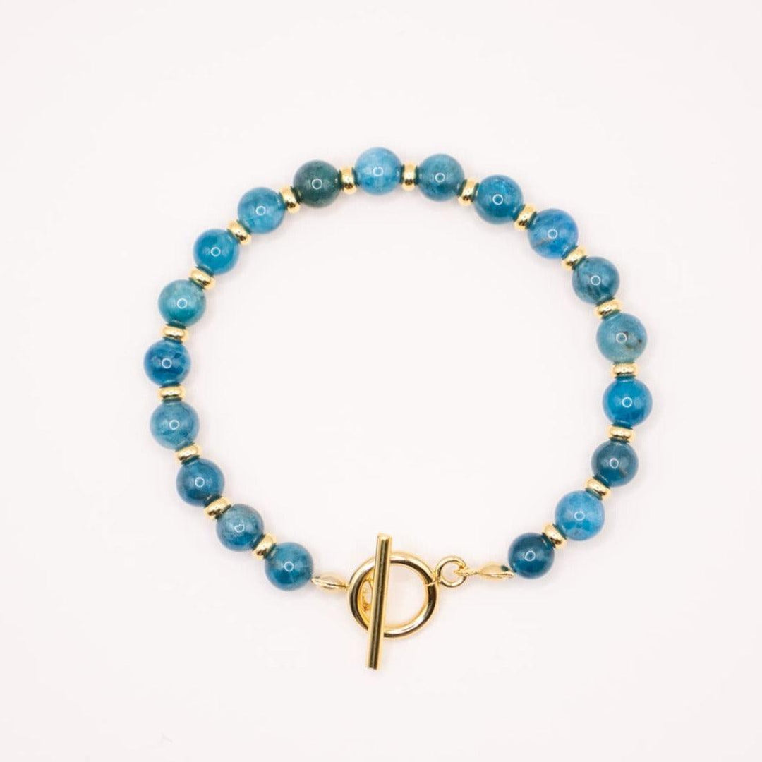 CIRCÉ | Bracelet en Apatite bleue et plaqué Or 18 et 24 carats