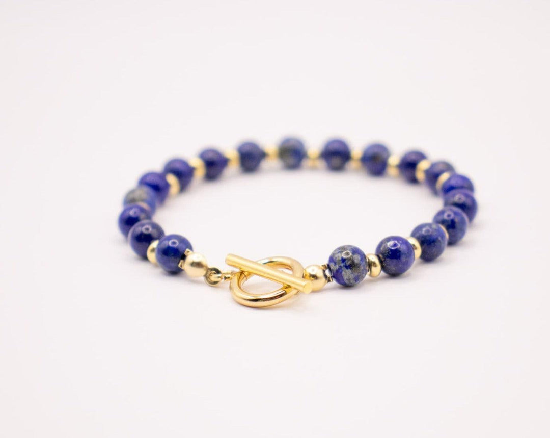 CIRCÉ | Bracelet en Lapis-Lazuli et acier inoxydable plaqué Or 18 carats
