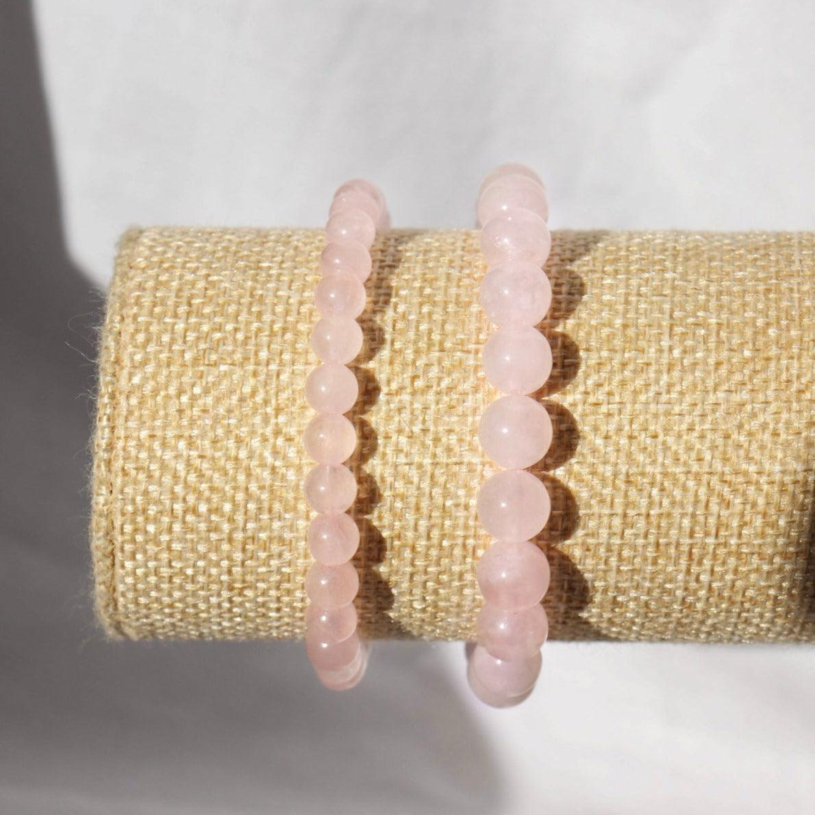 Bracelet pierre naturelle quartz rose plaqué or 18 carats – Elise