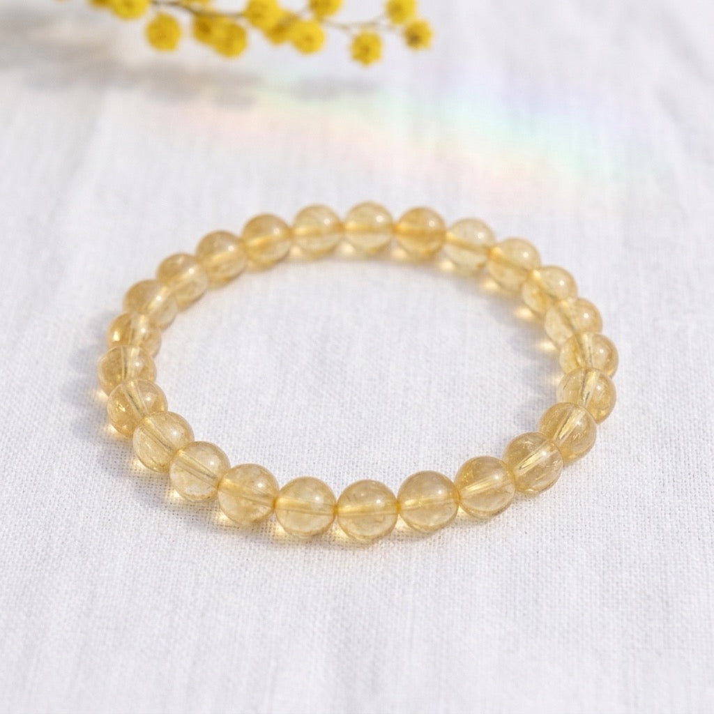 bracelet pierre naturelle citrine 8mm décor lin #bracelet-8mm-citrine