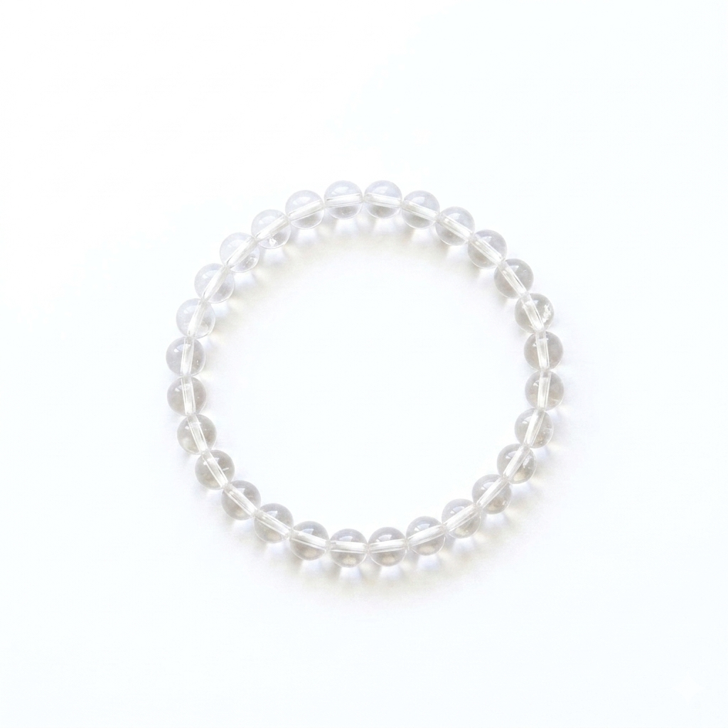 bracelet pierre naturelle cristal de roche 6mm fond blanc #bracelet-6mm-cristal-de-roche