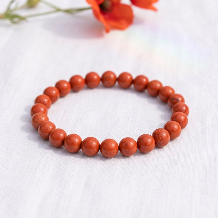 bracelet pierre naturelle jaspe rouge 8mm porté poignet #bracelet-8mm-jaspe-rouge