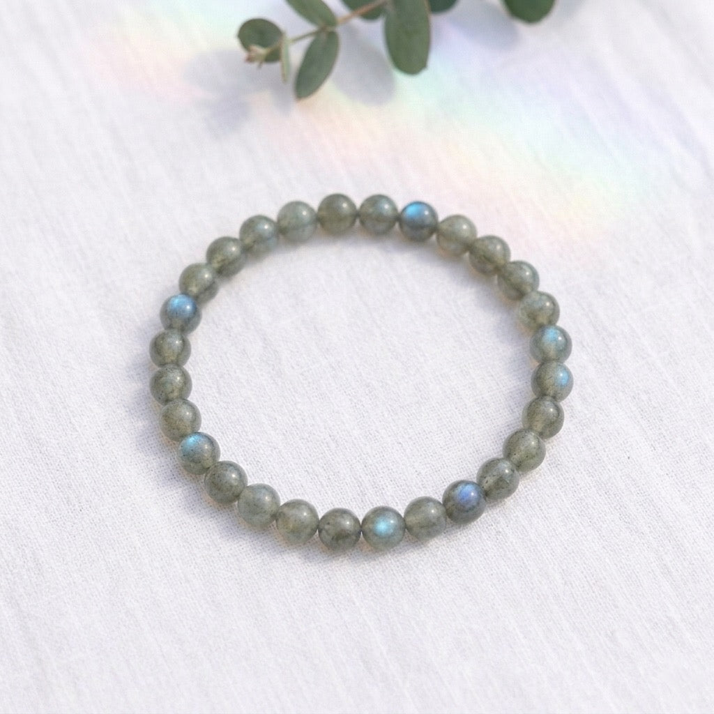 bracelet pierre naturelle labradorite 6mm décor lin #bracelet-6mm-labradorite