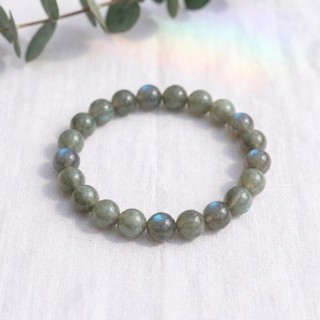 bracelet pierre naturelle labradorite 8mm décor lin #bracelet-8mm-labradorite