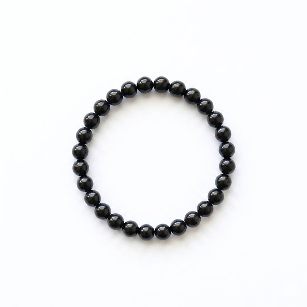 bracelet pierre naturelle obsidienne noire 6mm fond blanc #bracelet-6mm-obsidienne-noire