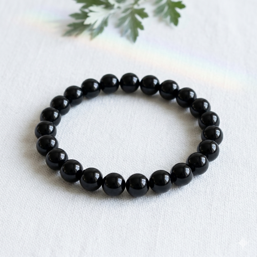 bracelet pierre naturelle obsidienne noire 8mm décor lin #bracelet-8mm-obsidienne-noire
