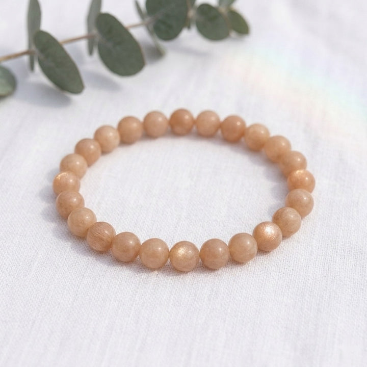 bracelet pierre naturelle pierre de soleil 6mm décor lin #bracelet-6mm-pierre-de-soleil
