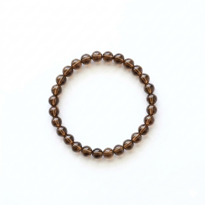 bracelet pierre naturelle quartz fumé 6mm fond blanc #bracelet-6mm-quartz-fume