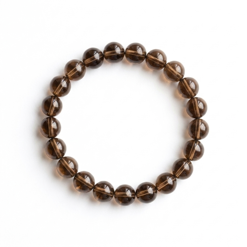 bracelet pierre naturelle quartz fumé 8mm fond blanc #bracelet-8mm-quartz-fume