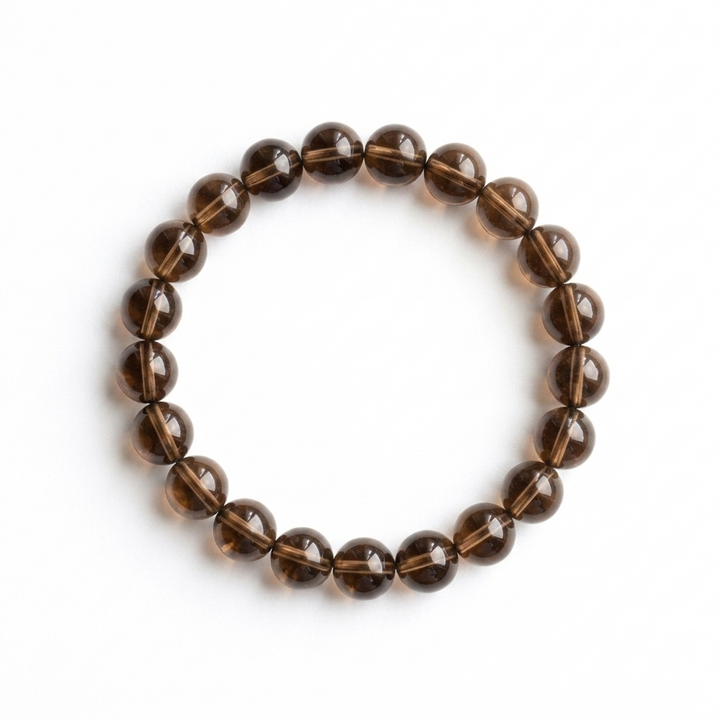 bracelet pierre naturelle quartz fumé 8mm fond blanc #bracelet-8mm-quartz-fume