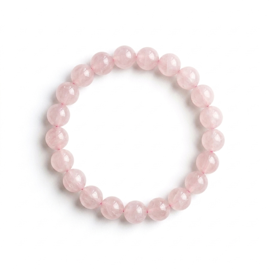 bracelet pierre naturelle quartz rose 8mm porté poignet #bracelet-8mm-quartz-rose