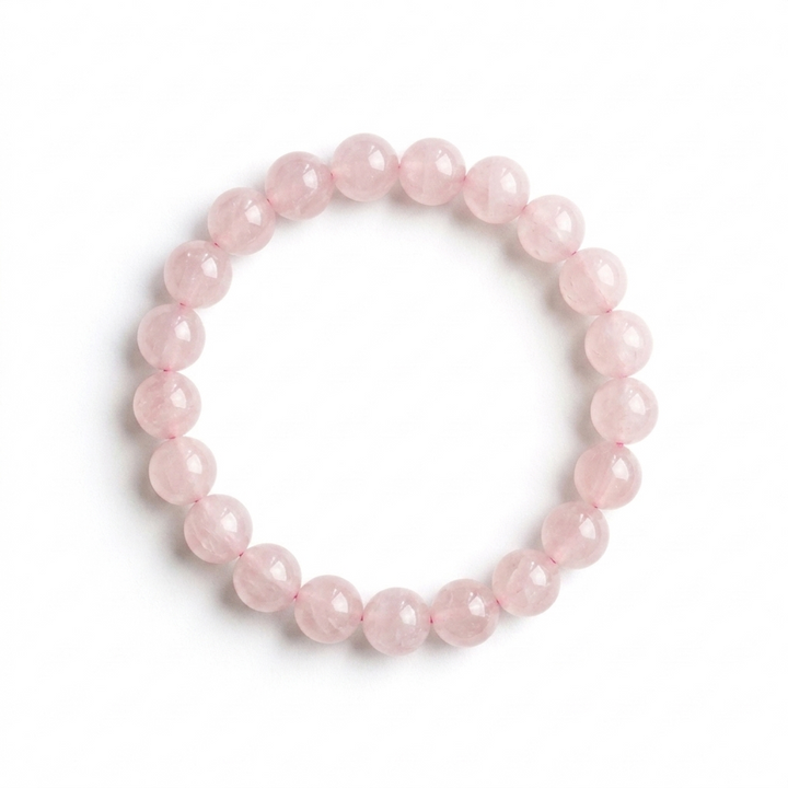 bracelet pierre naturelle quartz rose 8mm porté poignet #bracelet-8mm-quartz-rose