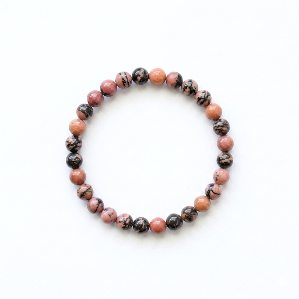 bracelet pierre naturelle rhodonite 6mm fond blanc #bracelet-6mm-rhodonite