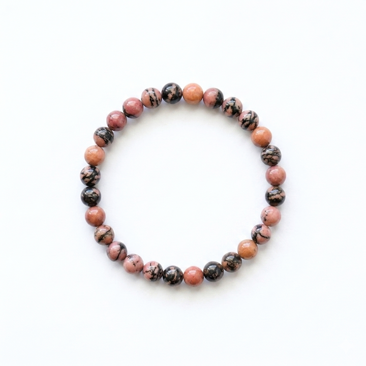 bracelet pierre naturelle rhodonite 6mm fond blanc #bracelet-6mm-rhodonite